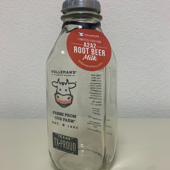 BOTTLE -32oz VOLLMANS FARMS TX-PROUD glass milk bottle LIMITED ED A2A2 Root Beer - Picture 1 of 15
